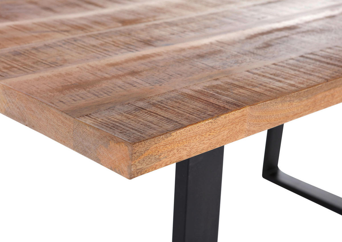 ESSTISCH Mangoholz massiv rechteckig Naturfarben  - Schwarz/Naturfarben, KONVENTIONELL, Holz/Metall (160/90/76cm) - Landscape