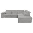 ECKSOFA Hellgrau Flachgewebe Bettkasten, Schlaffunktion, Rücken echt, Liegefläche im Originalstoff  - Hellgrau/Schwarz, KONVENTIONELL, Kunststoff/Textil (280/235cm) - Carryhome