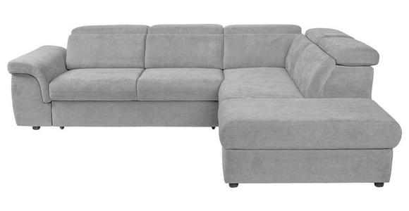 ECKSOFA Hellgrau Flachgewebe Bettkasten, Schlaffunktion, Rücken echt, Liegefläche im Originalstoff  - Hellgrau/Schwarz, KONVENTIONELL, Kunststoff/Textil (280/235cm) - Carryhome