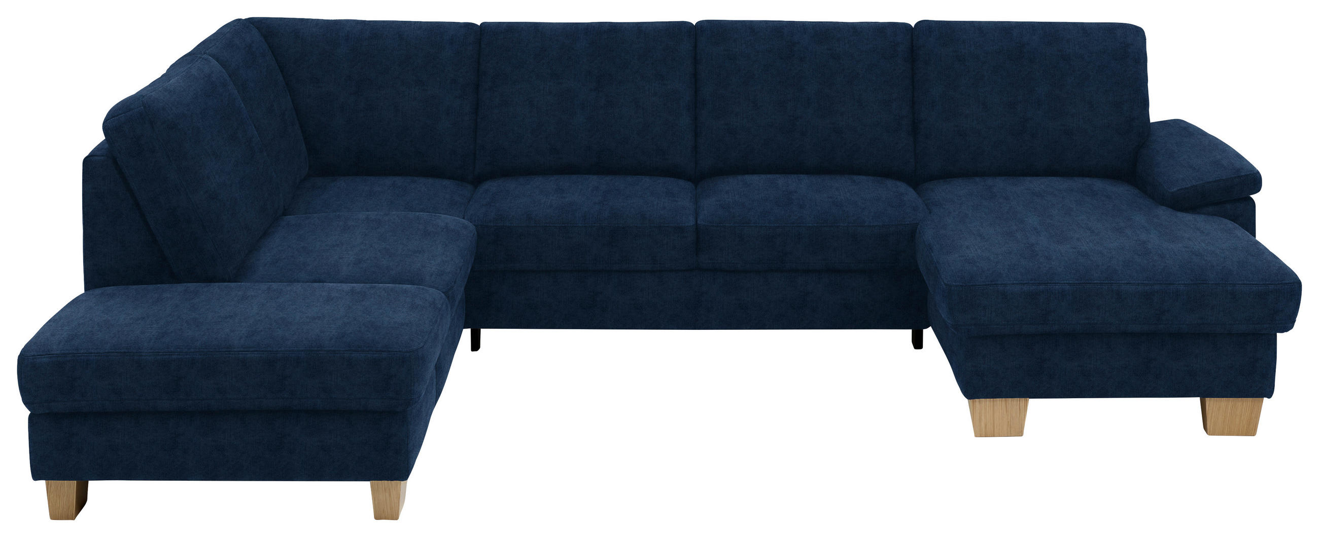 WOHNLANDSCHAFT in Velours Dunkelblau  - Eichefarben/Dunkelblau, Konventionell, Holz/Textil (235/316/167cm) - Beldomo System