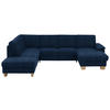 WOHNLANDSCHAFT in Velours Dunkelblau  - Eichefarben/Dunkelblau, Konventionell, Holz/Textil (235/316/167cm) - Beldomo System