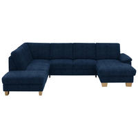 WOHNLANDSCHAFT in Velours Dunkelblau  - Eichefarben/Dunkelblau, Konventionell, Holz/Textil (235/316/167cm) - Beldomo System