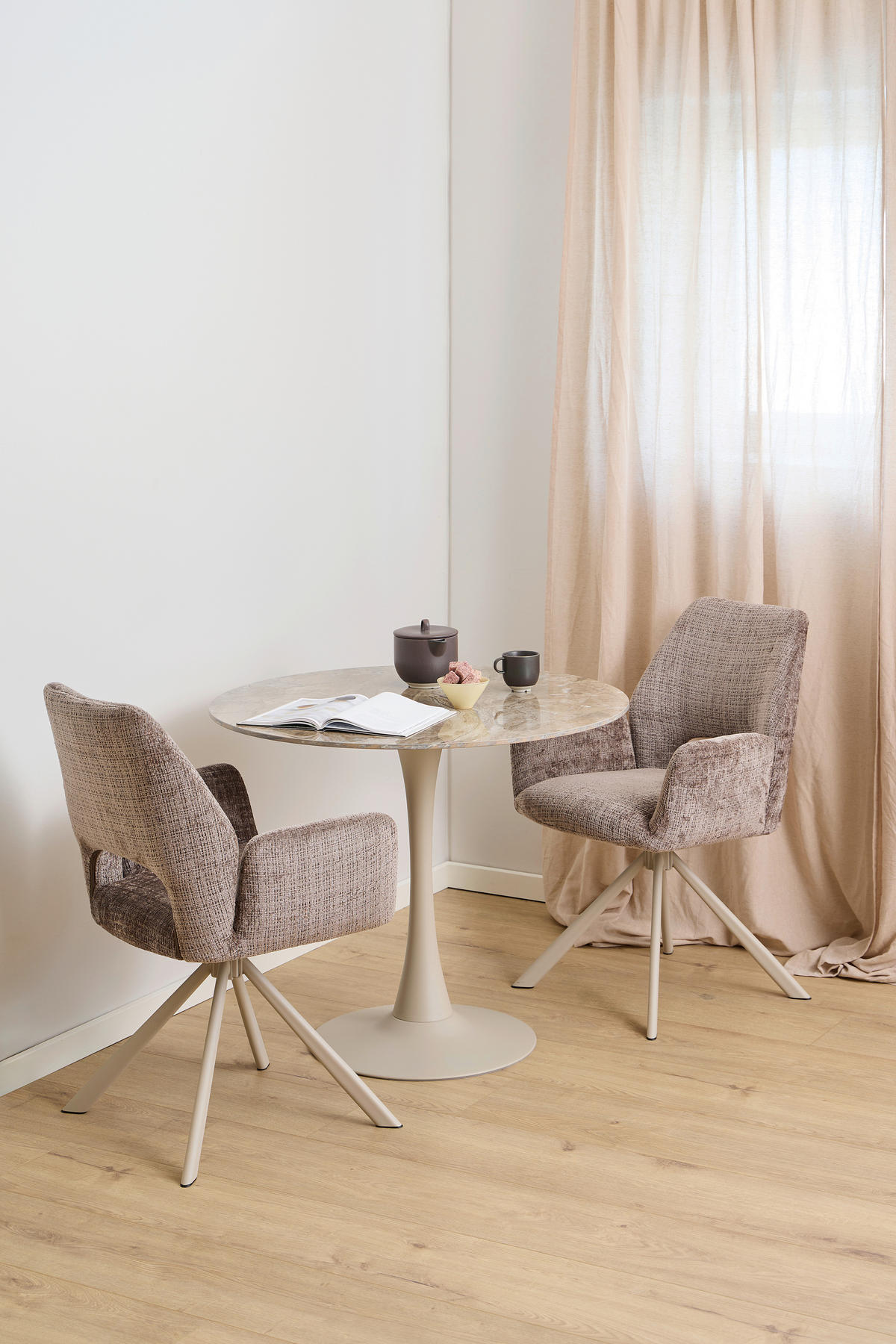 ESSTISCH in Metall, Keramik 90/90/75 cm  - Braun/Grau, MODERN, Keramik/Metall (90/90/75cm) - MID.YOU