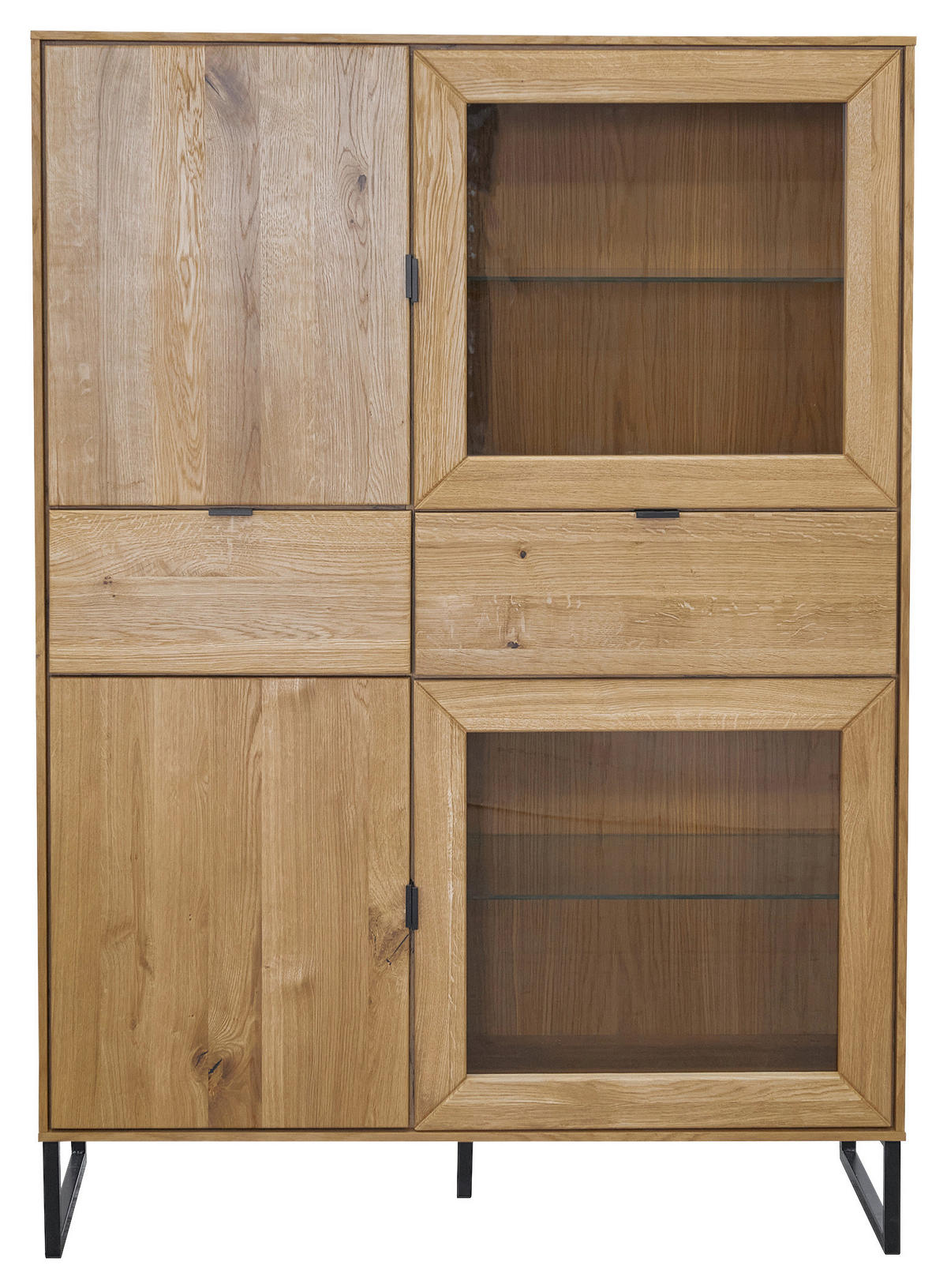 HIGHBOARD  in 107/151,2/40 cm  - Eichefarben/Schwarz, Natur, Glas/Holz (107/151,2/40cm) - Carryhome