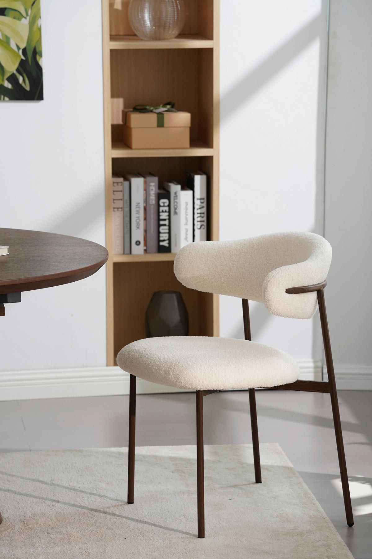 STUHL , , Teddystoff  - Walnussfarben/Weiß, MODERN, Holz/Textil (55/78/58cm) - MID.YOU