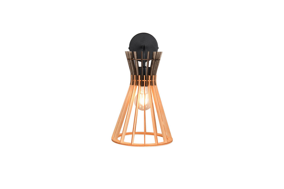 WANDLEUCHTE 20/24/35,5 cm  - Schwarz/Naturfarben, Natur, Holz/Metall (20/24/35,5cm)
