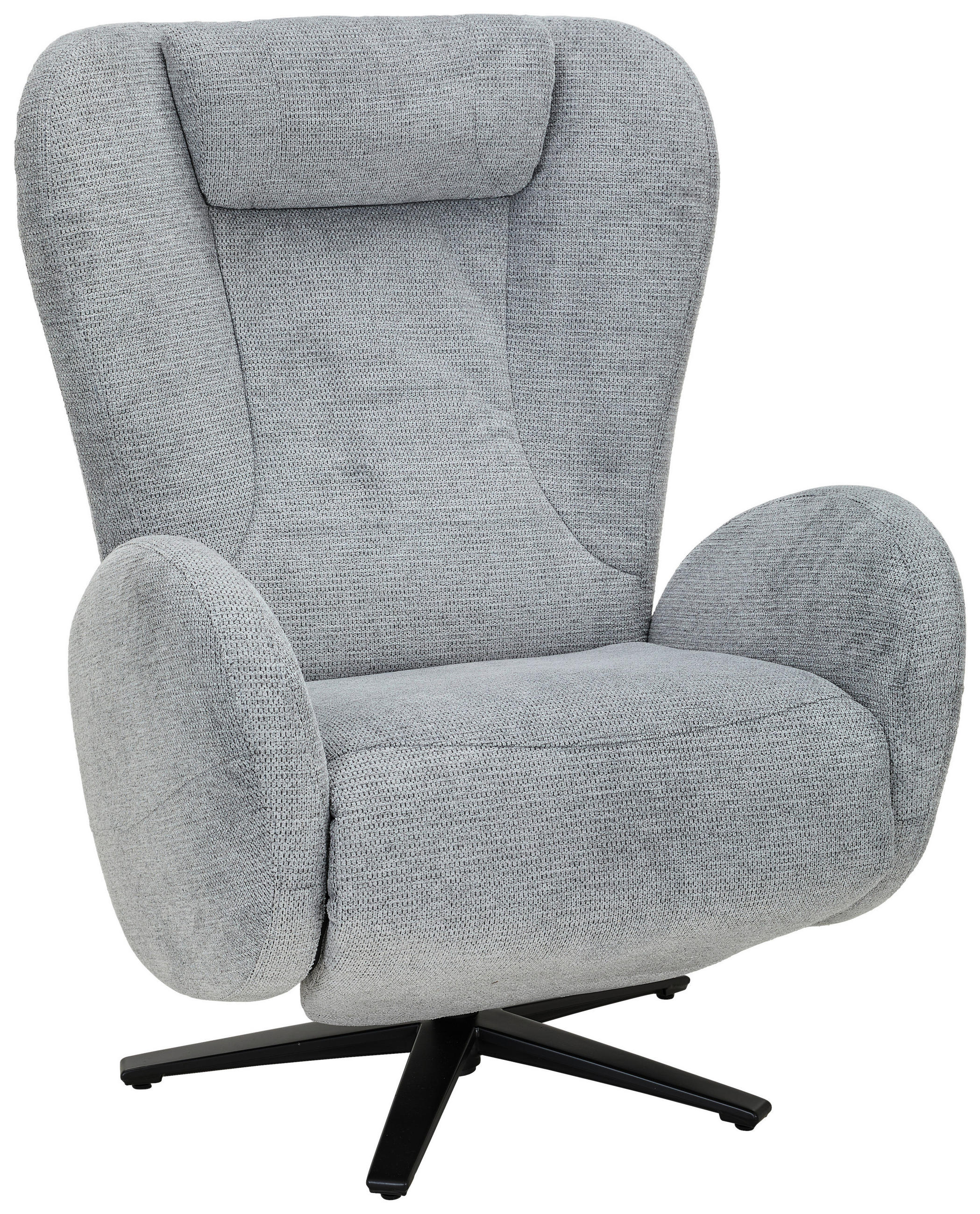 RELAXSESSEL Webstoff Relaxfunktion, Fußteilverstellung, Nackenkissen    - Schwarz/Grau, Design, Textil/Metall (77/109/89cm) - Stylife