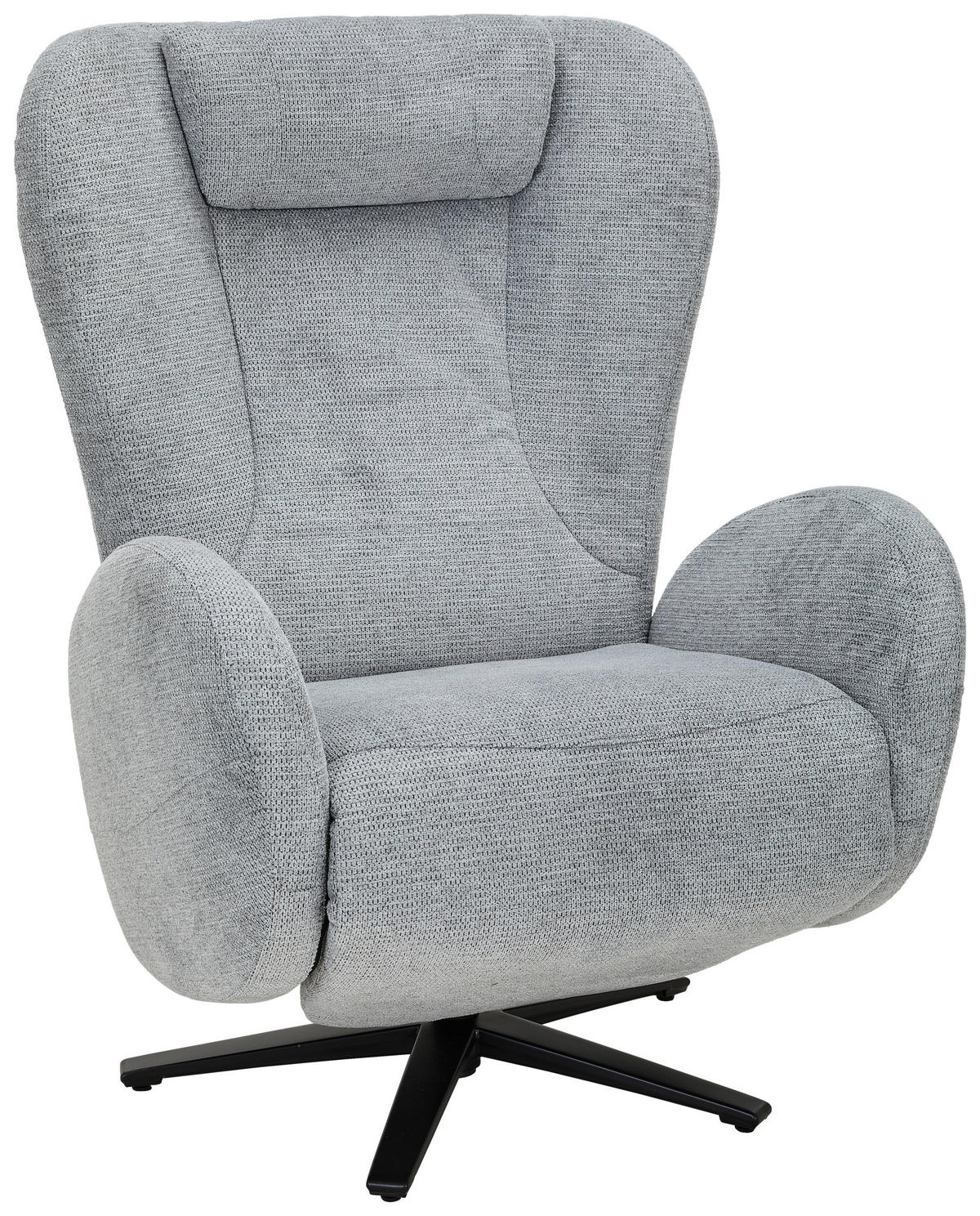 RELAXSESSEL Webstoff Nackenkissen, Fußteilverstellung, Relaxfunktion    - Schwarz/Grau, Design, Textil/Metall (77/109/89cm) - Stylife