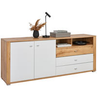 KOMODA S VRATIMA - boja hroma/boja hrasta, Konvencionalno, metal/pločasti materijal (193/78/45cm) - Ti'me