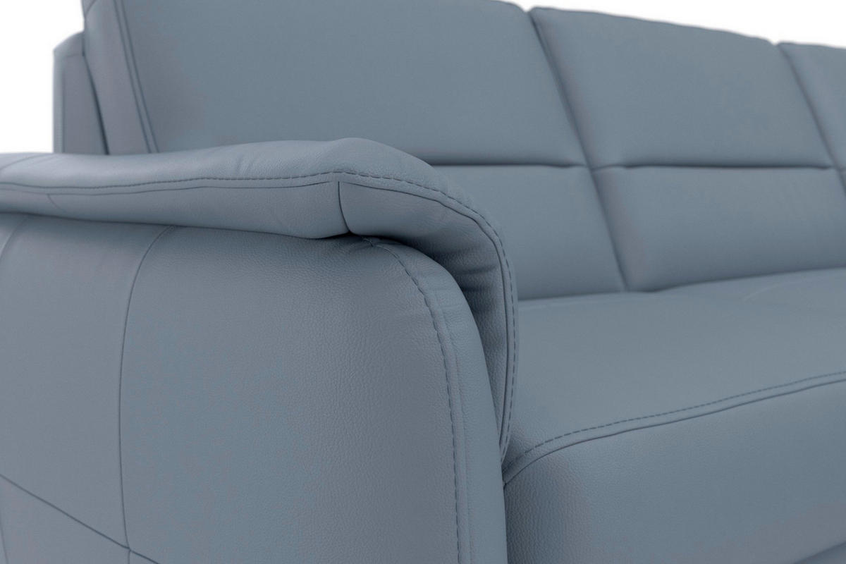ECKSOFA PALMERA E in Echtleder Graublau  236/212 cm  - Graublau/Eichefarben, Basics, Leder/Holz (236/212cm) - Sit & More