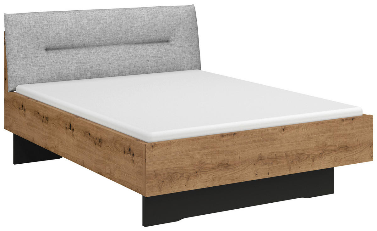 BETT 140/200 cm  in Graphitfarben, Grau, Eiche Artisan  - Graphitfarben/Eiche Artisan, Trend, Textil (140/200cm) - Stylife