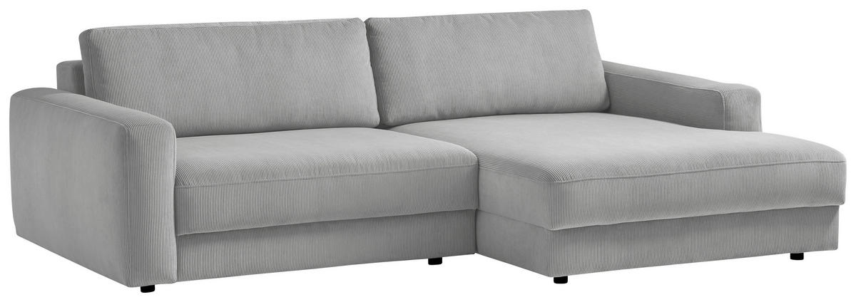 ECKSOFA in Cord Grau  - Schwarz/Grau, Modern, Textil (250/176cm) - Trendmanufaktur