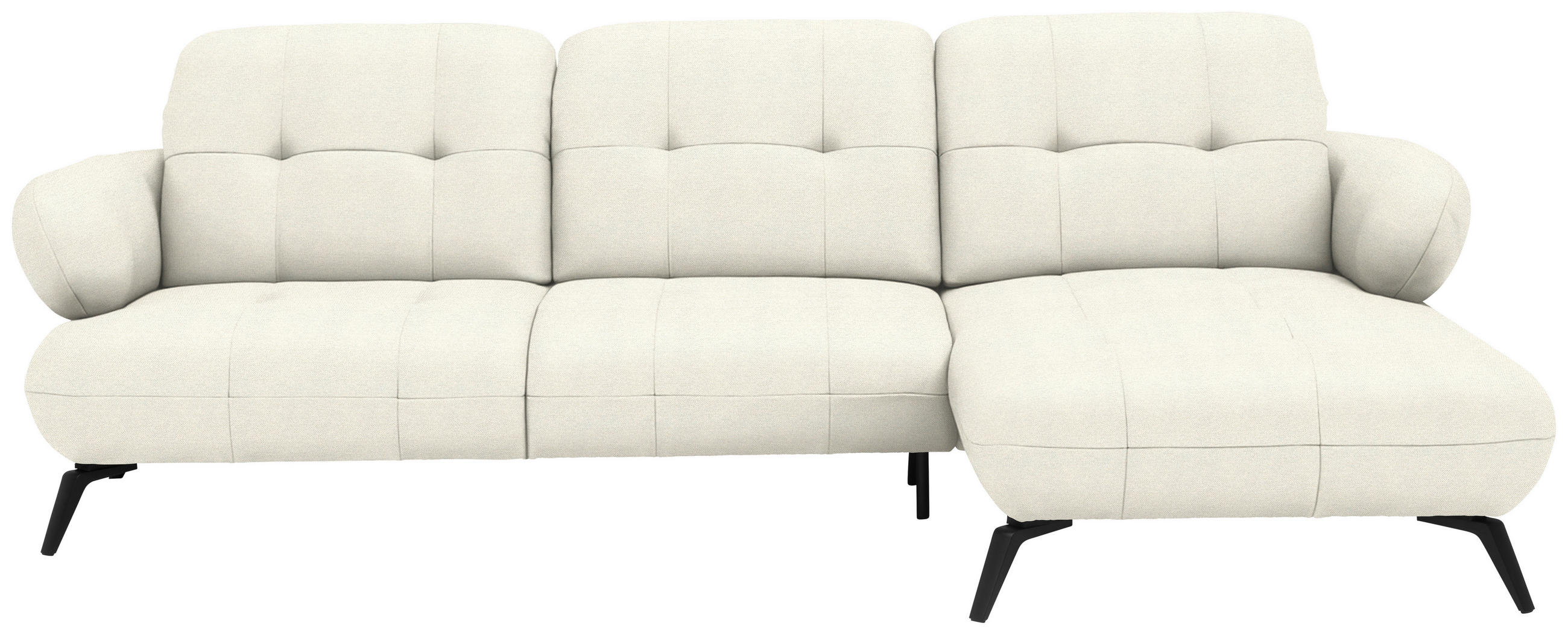 ECKSOFA  Flachgewebe Naturfarben  - Schwarz/Naturfarben, Design, Textil/Metall (282/189cm) - Novel