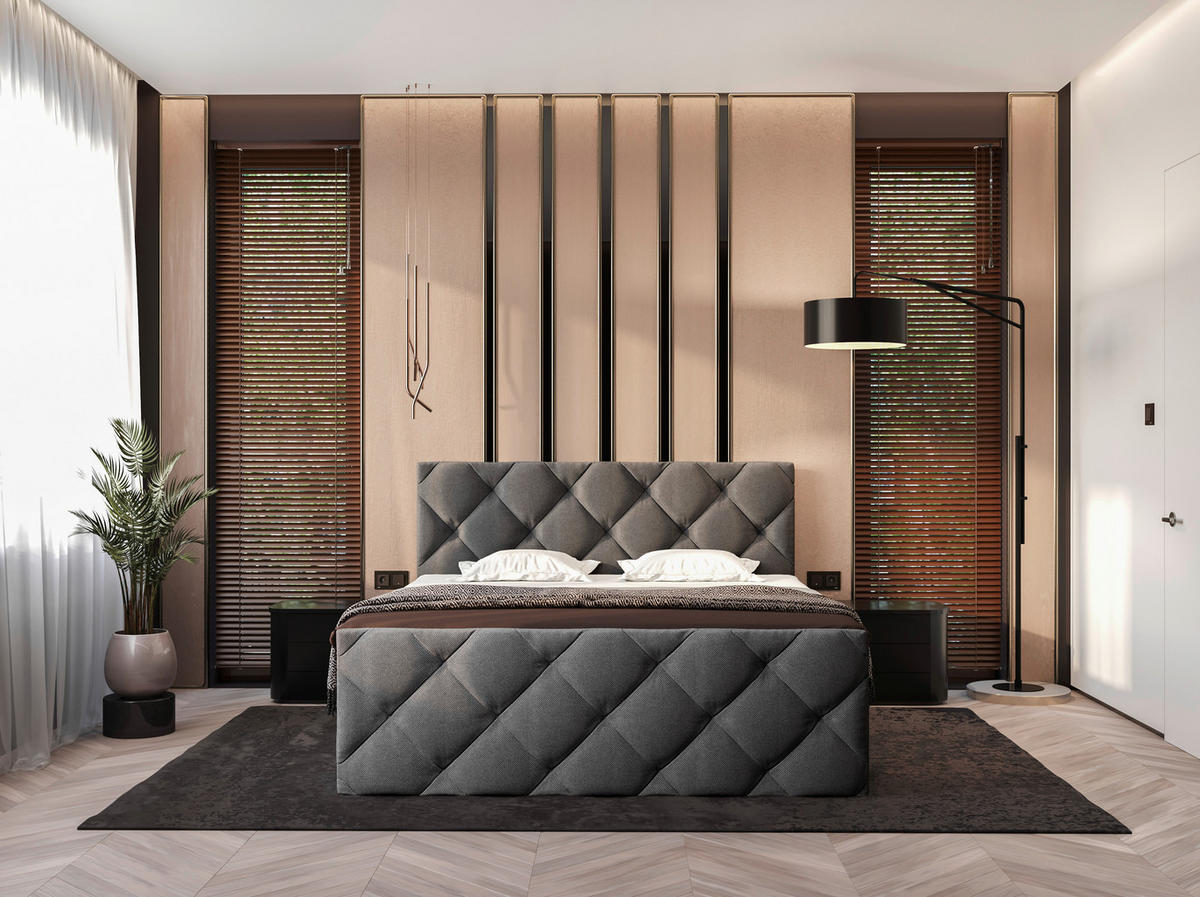 BOXBETT 180/200 cm  in Anthrazit  - Anthrazit/Schwarz, KONVENTIONELL, Kunststoff/Textil (180/200cm) - Carryhome