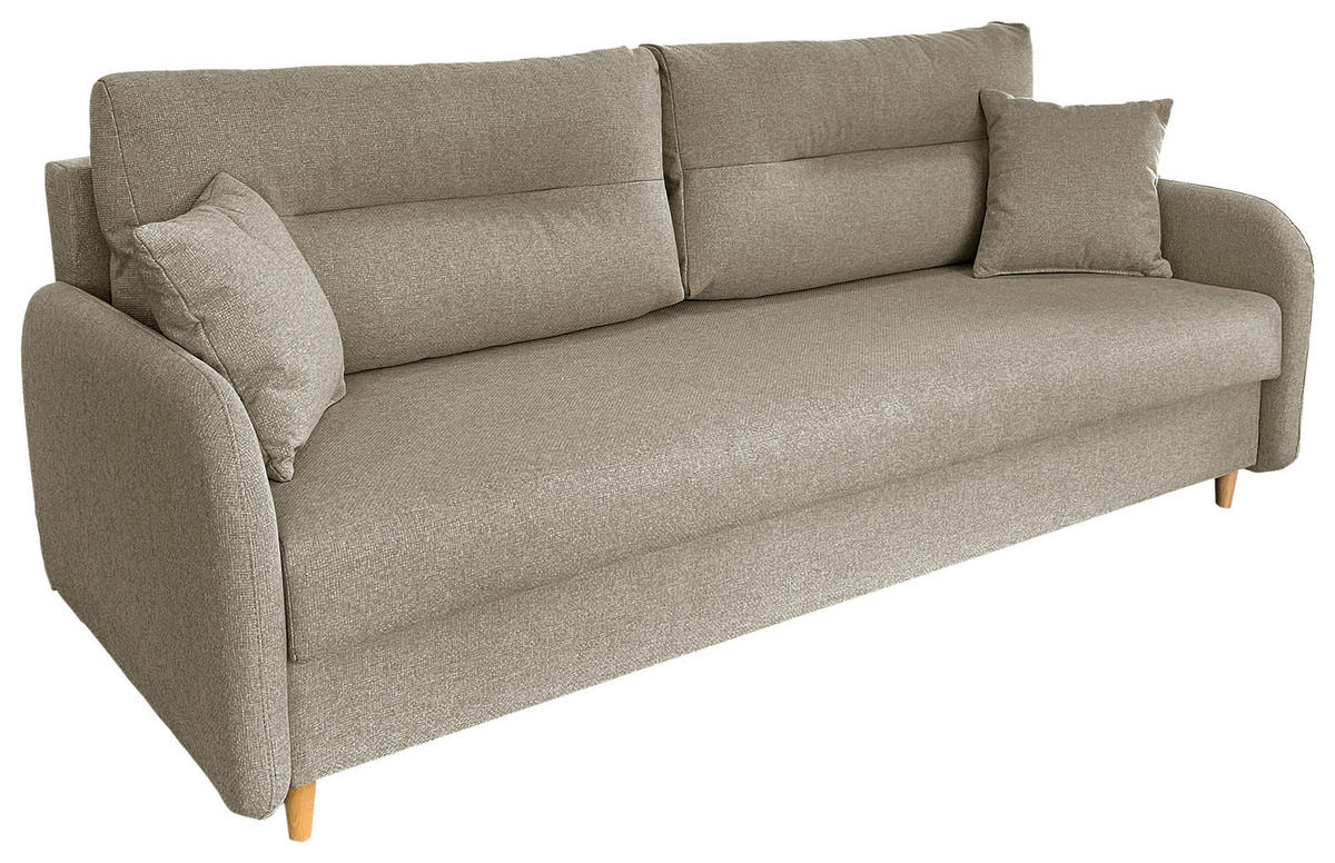 SCHLAFSOFA Flachgewebe Beige  - Beige/Schwarz, Design, Holz/Kunststoff (206/88/93cm) - MID.YOU