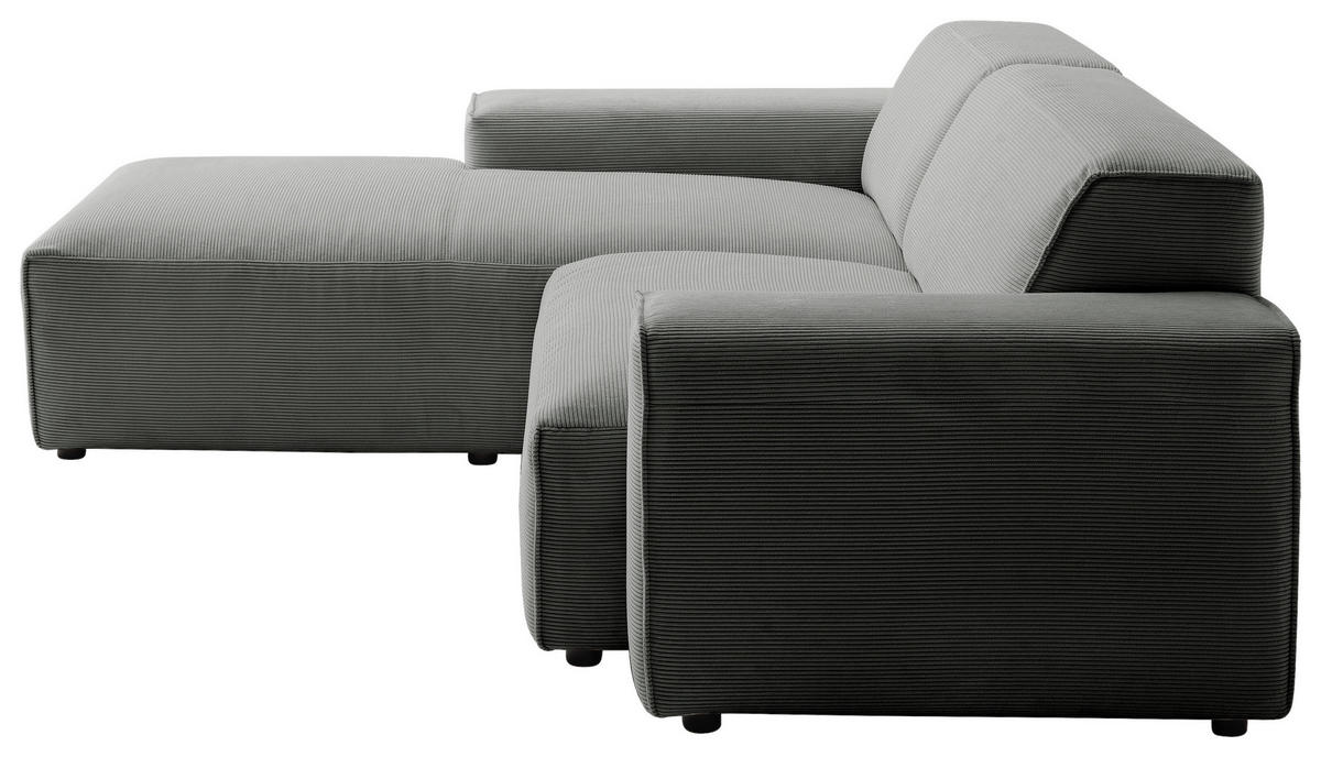 ECKSOFA in Cord Anthrazit  189/230 cm  - Anthrazit/Schwarz, Design, Kunststoff/Textil (189/230cm) - Pure Home Lifestyle