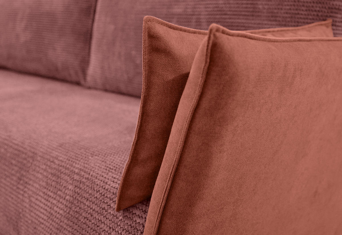 SCHLAFSOFA Cord, Flachgewebe Rosa, Altrosa  - Schwarz/Altrosa, KONVENTIONELL, Textil/Metall (223/72/100cm) - Carryhome