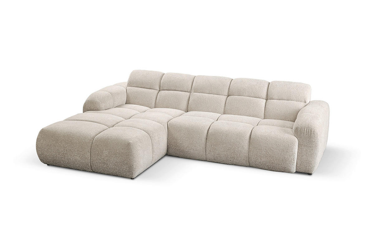 ECKSOFA VENTO Creme Bouclé  - Creme/Schwarz, Design, Kunststoff/Textil (175/255cm) - MID.YOU