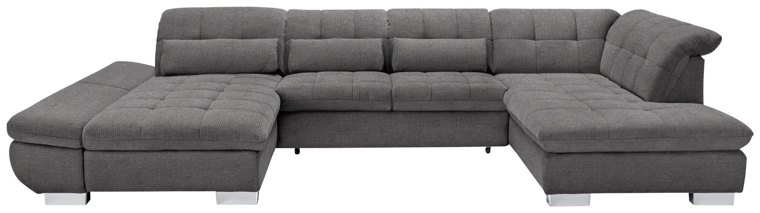 WOHNLANDSCHAFT in Mikrofaser Grau  - Chromfarben/Grau, Design, Kunststoff/Textil (204/350/211cm) - Xora