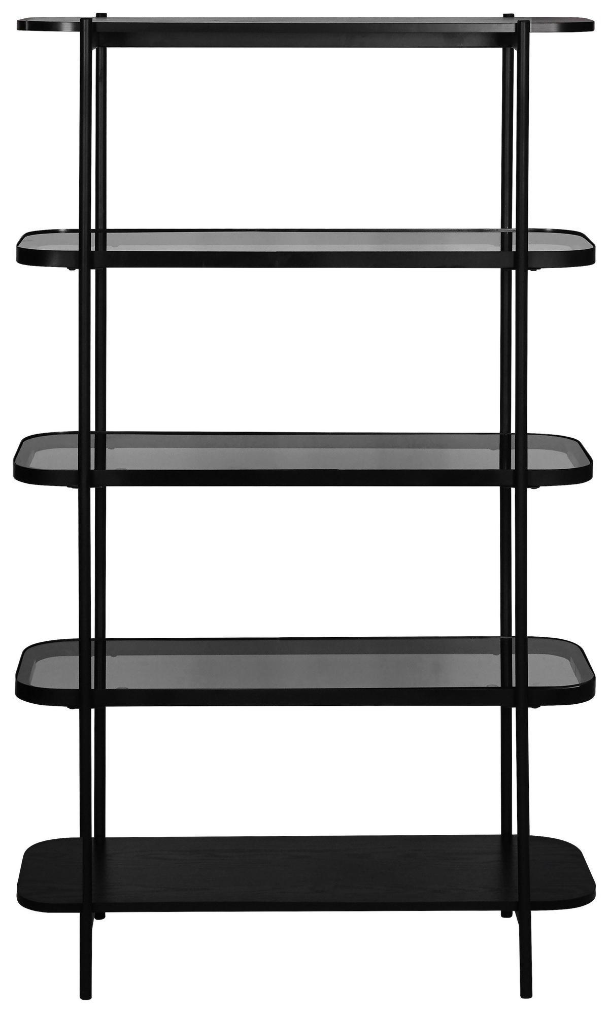 POLC 90/155/34 cm szürke, fekete  - fekete/szürke, Trend, faalapú anyag/Üveg (90/155/34cm) - Xora