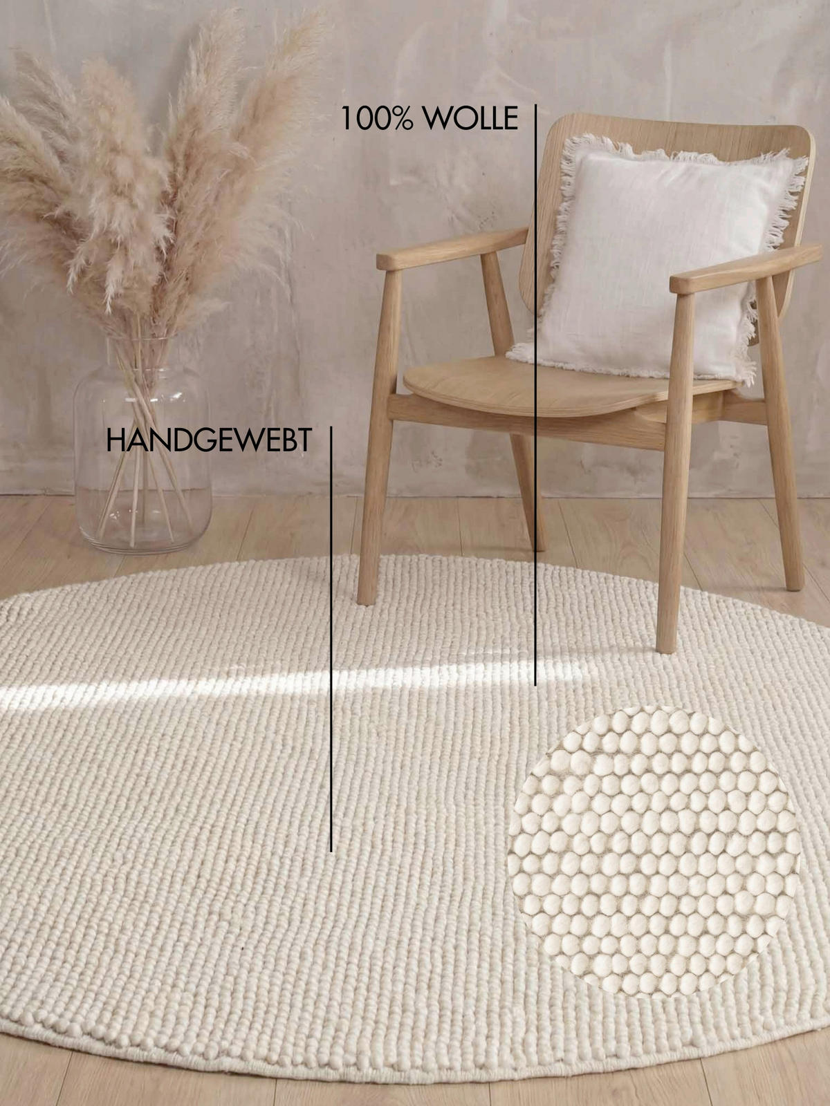 WOLLTEPPICH 200 cm Richmond Creme rund  - Creme, KONVENTIONELL, Textil (200cm) - Ted Baker