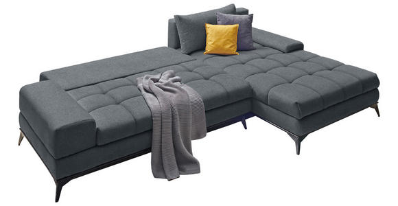 ECKSOFA Blau, Grau Webstoff  - Blau/Schwarz, Design, Textil/Metall (315/212cm) - Carryhome