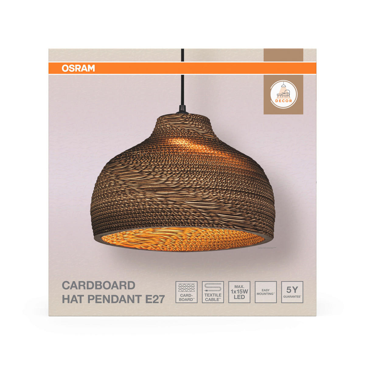 HÄNGELEUCHTE 36/132 cm  - Braun, Natur, Karton/Metall (36/132cm) - Osram