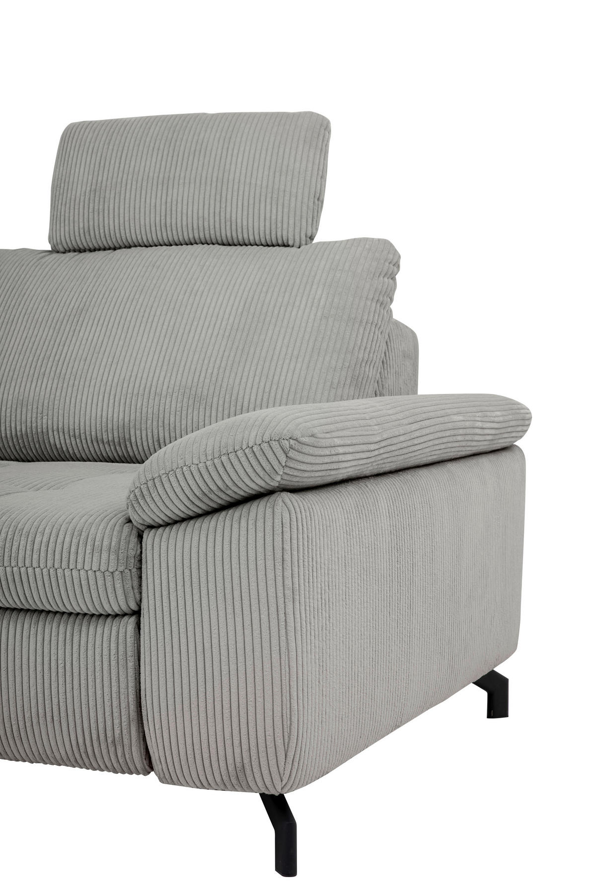 ECKSOFA in Cord, Velours Grau  - Schwarz/Grau, Design, Textil/Metall (197/291cm) - Beldomo Style