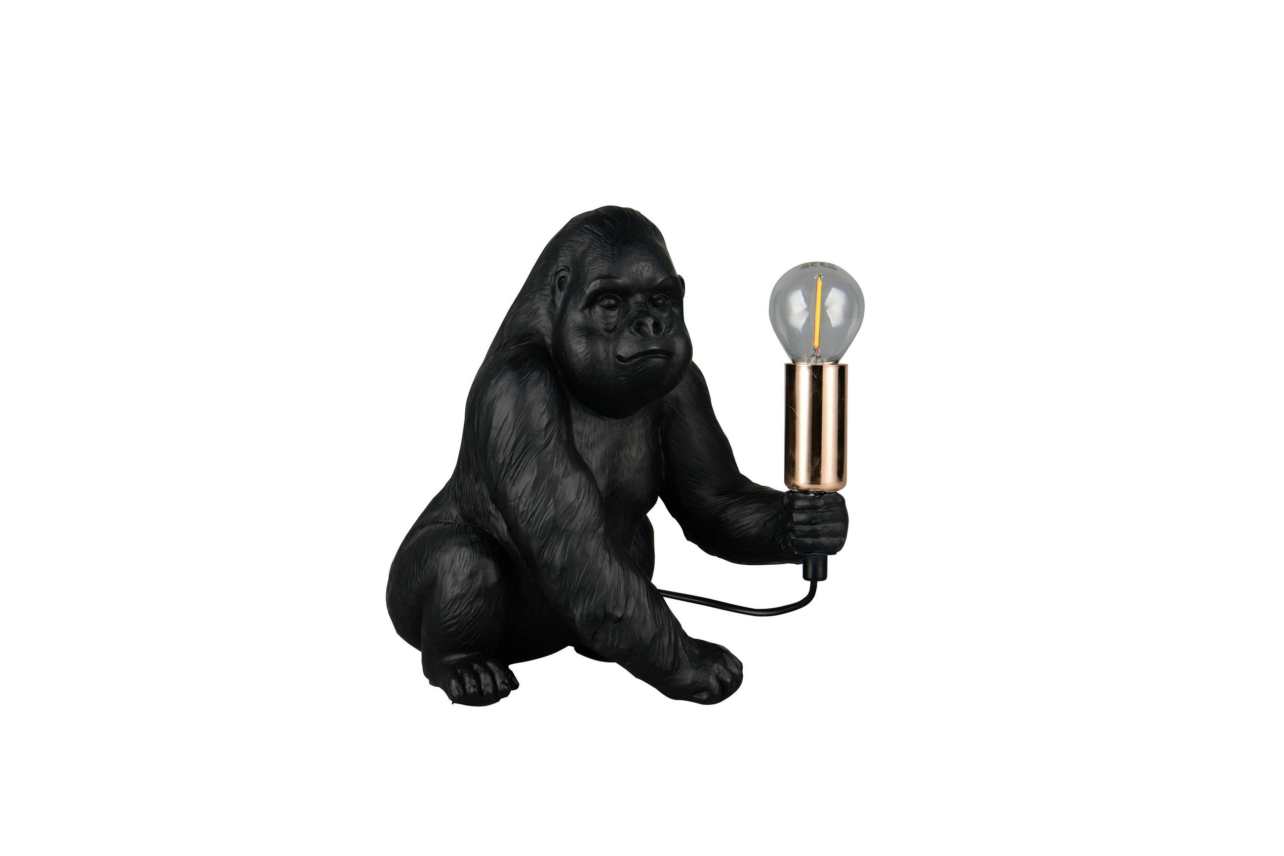 XXXLutz Tischleuchte Kong Gold, Schwarz 23x15x22 cm