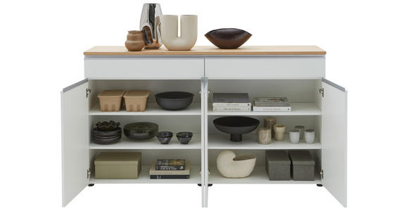 SIDEBOARD 180/102/41 cm in Weiß - Eichefarben/Silberfarben, Design, Holz/Holzwerkstoff (180/102/41cm) - Dieter Knoll