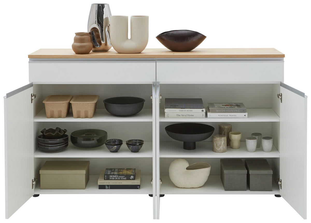SIDEBOARD 180/102/41 cm  in Weiss, Eichefarben  - Weiss/Eichefarben, Design, Holz/Holzwerkstoff (180/102/41cm) - Dieter Knoll