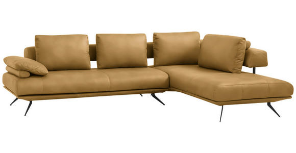 ECKSOFA in Echtleder Currygelb 305/231 cm - Currygelb/Schwarz, Design, Leder/Metall (305/231cm) - Dieter Knoll