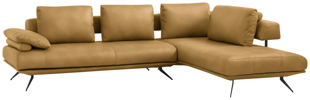 ECKSOFA in Echtleder Currygelb  - Currygelb/Schwarz, Design, Leder/Metall (305/231cm) - Dieter Knoll