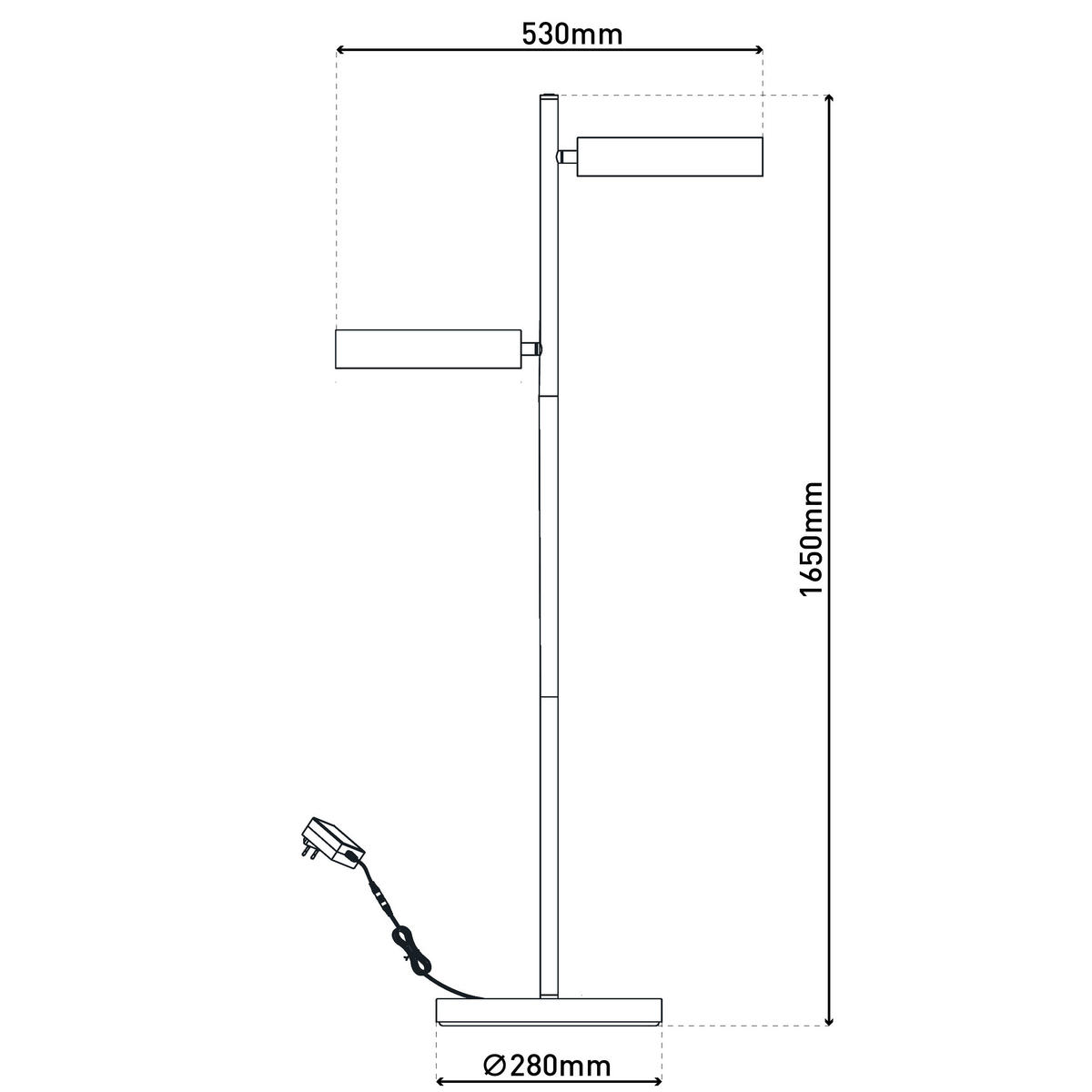 LED-STEHLEUCHTE 28/165 cm    - Goldfarben/Schwarz, Natur, Kunststoff/Metall (28/165cm) - Näve