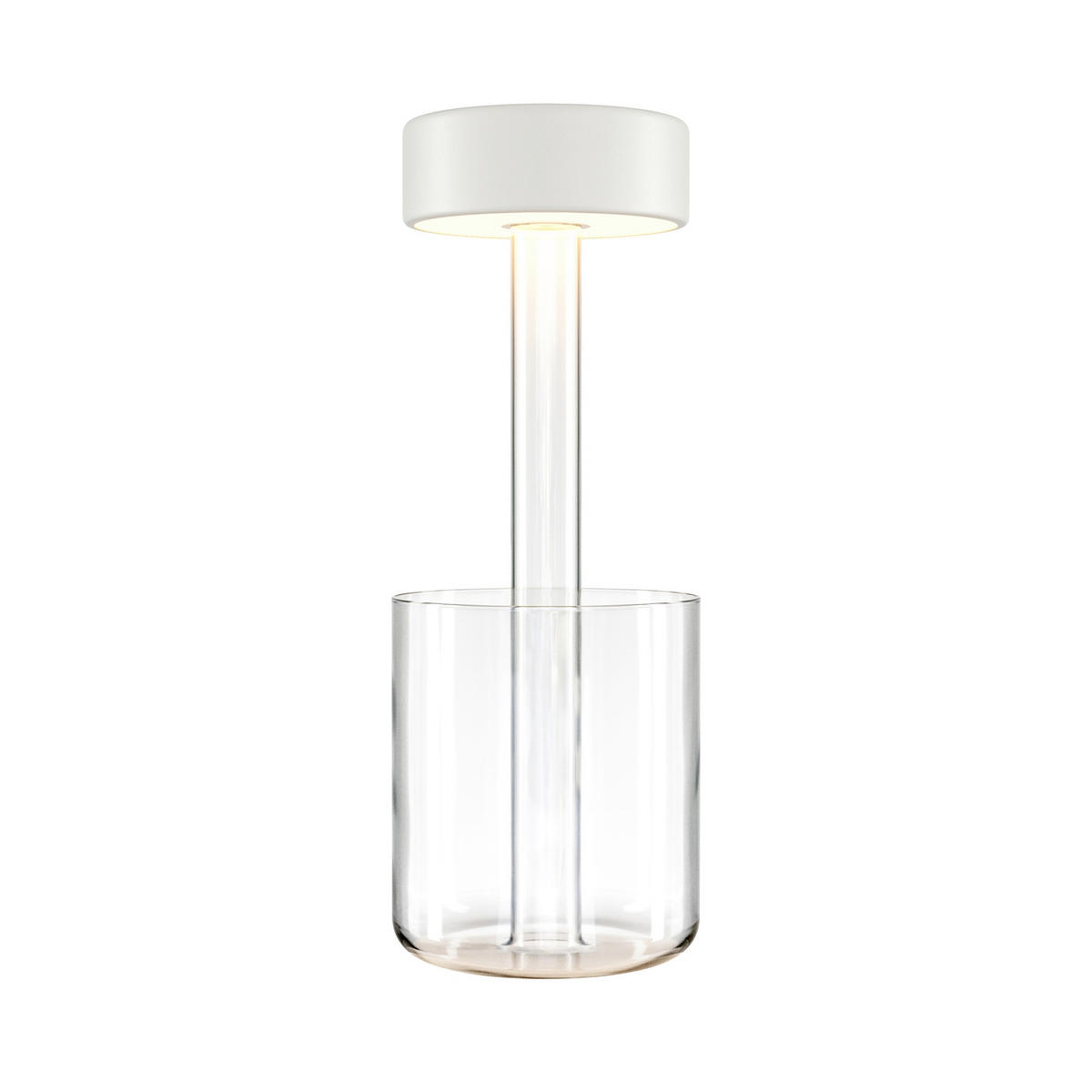 AKKU-TISCHLEUCHTE AI Collaboration 12/34,8 cm   - Transparent/Weiß, Design, Glas/Metall (12/34,8cm) - MAYTONI