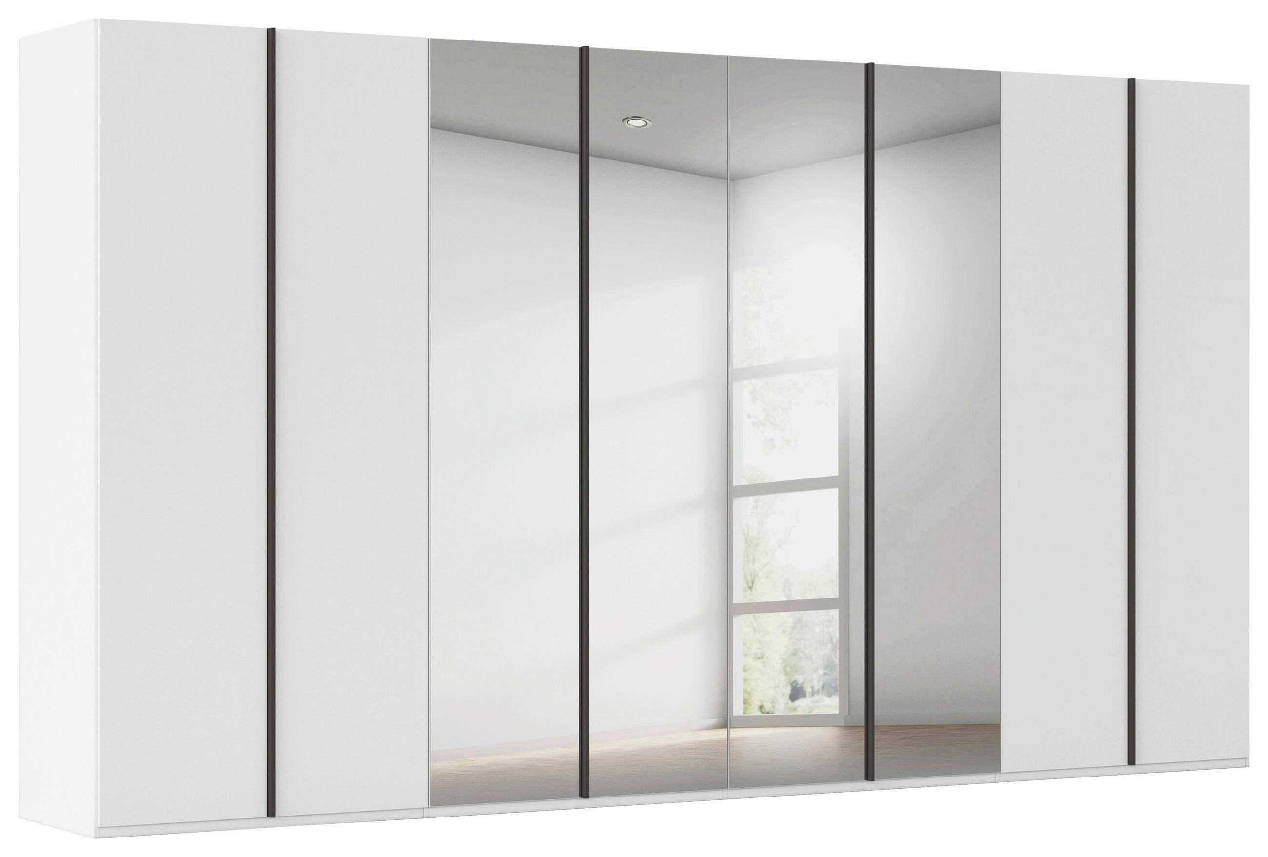 DREHTÜRENSCHRANK 400/223/61 cm,  in Weiß, 8-türig  - Graphitfarben/Weiß, Basics, Glas/Holzwerkstoff (400/223/61cm) - Novel