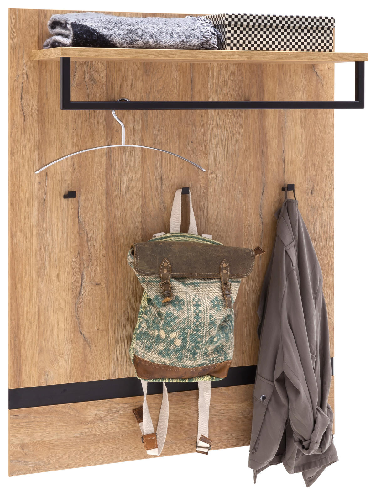 GARDEROBENPANEEL  in 90/113/28 cm  - Eichefarben/Schwarz, Design, Holzwerkstoff/Metall (90/113/28cm) - Xora