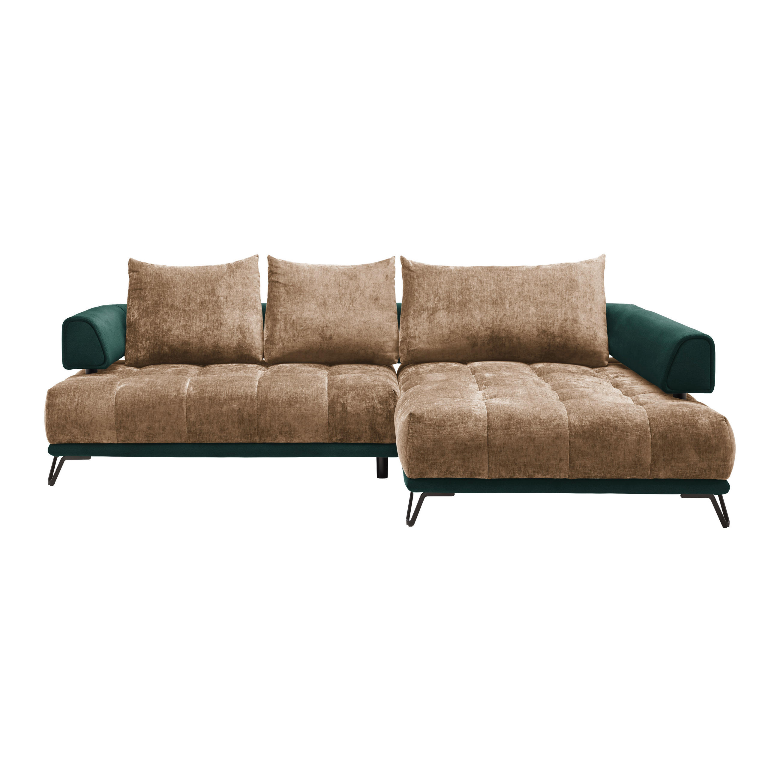 HÖRNSOFFA i beige  - beige/svart, Modern, metall/textil (262/184cm) - MID.YOU