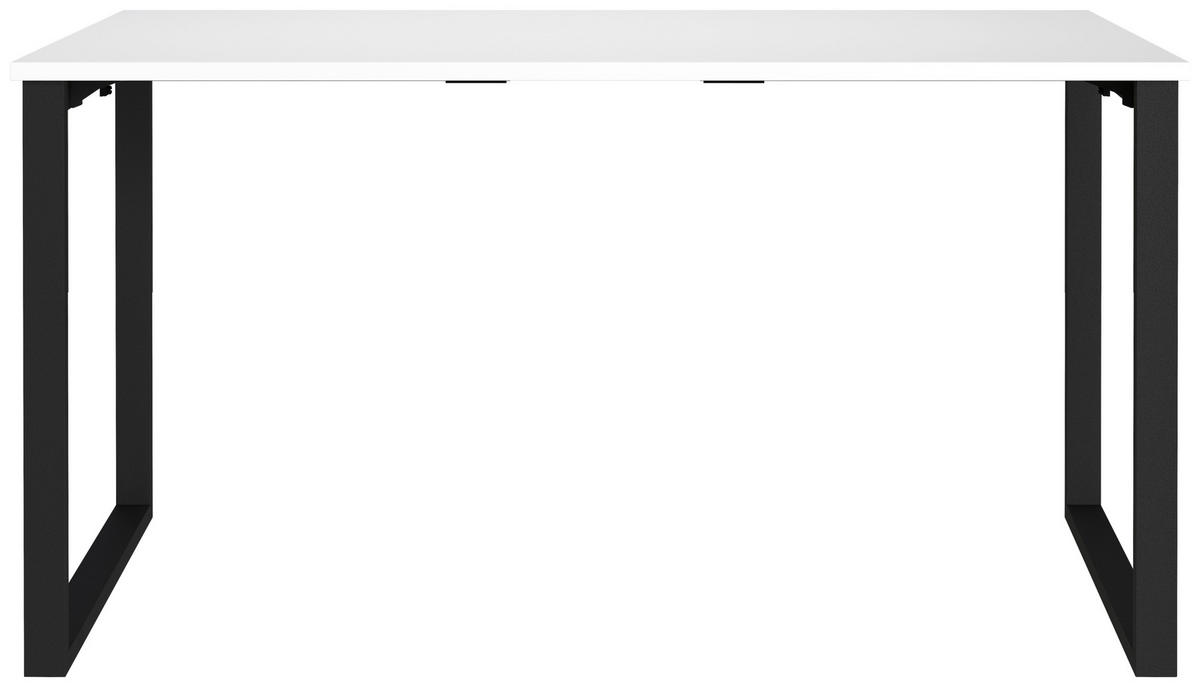 SCHREIBTISCH 140/80/75 cm Schwarz, Weiß in verschiedenen Holz-Dekoren erhältlich, justierbare Füße  - Schwarz/Weiß, MODERN, Holzwerkstoff/Metall (140/80/75cm) - Novel