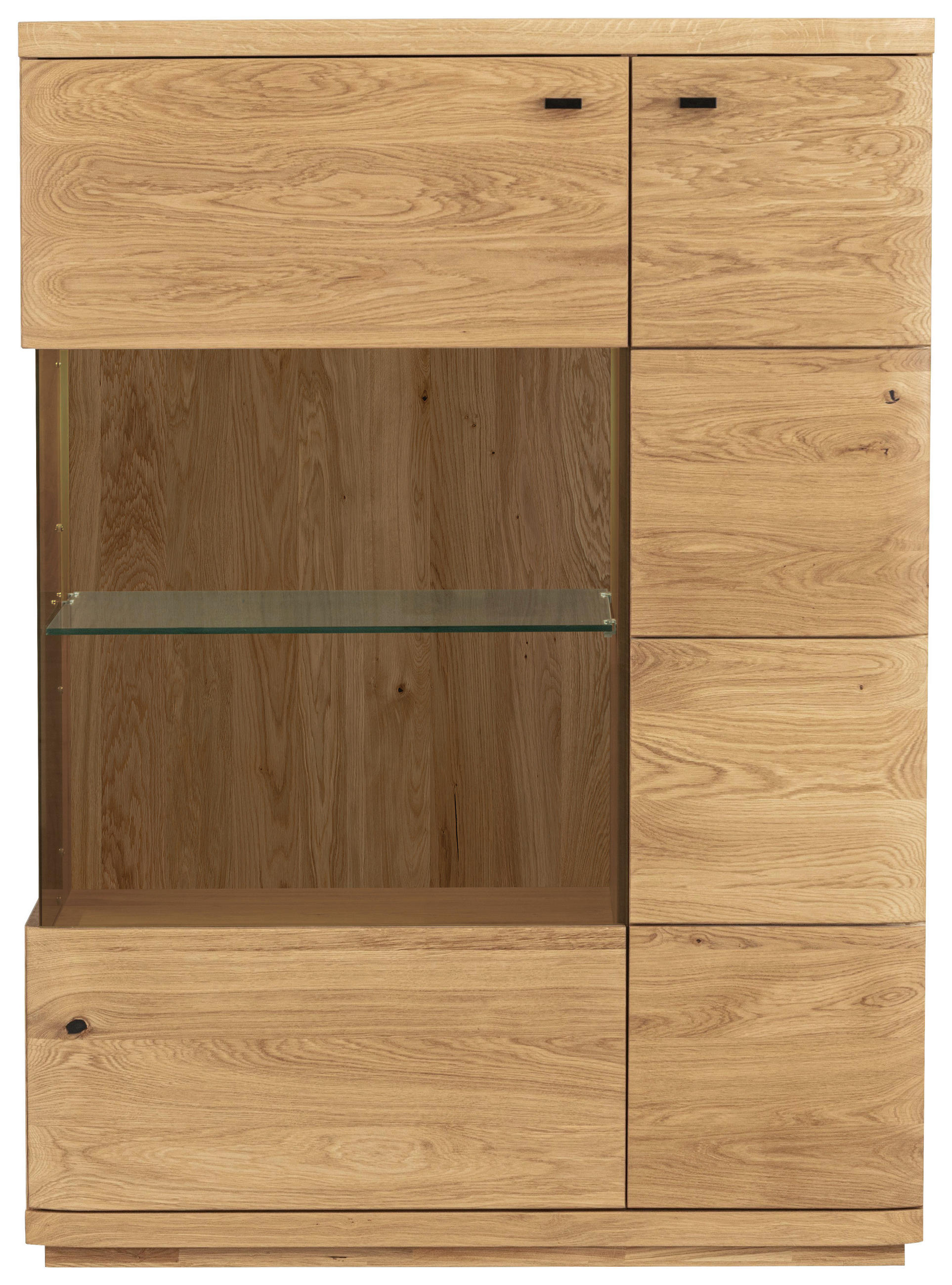 HIGHBOARD Eichefarben 99/141/38 cm - Eichefarben/Transparent, Natur, Glas/Holz (99/141/38cm) - Linea Natura