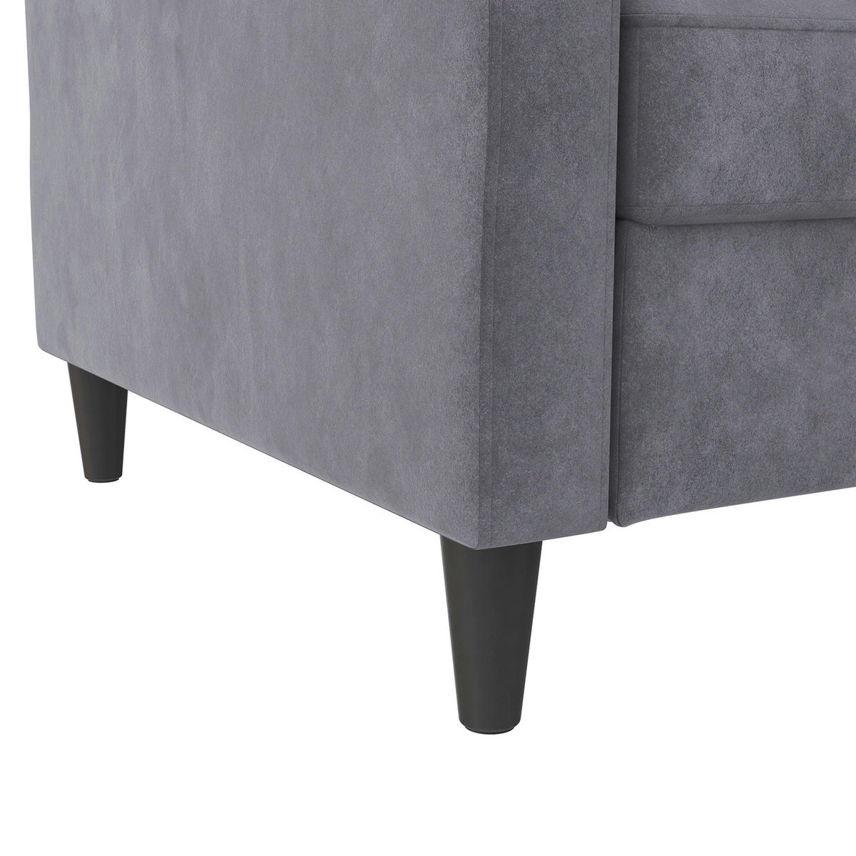 SCHLAFSOFA HANNOVER in Samt Anthrazit Vintage, Skandinavisch, Modern  - Anthrazit/Schwarz, Basics, Kunststoff/Textil (203/82/83cm) - Livetastic