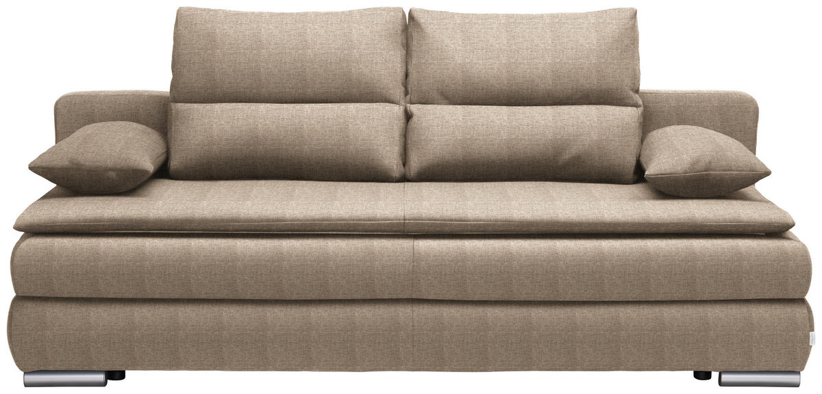 SCHLAFSOFA  mit Stoffauswahl, Schlafen auf Sitzhöhe, Rücken echt Webstoff Braun  - Silberfarben/Braun, KONVENTIONELL, Kunststoff/Textil (207/94/90cm) - Livetastic