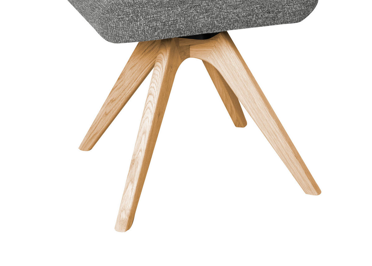 STUHL Webstoff Grau Eiche vollmassiv  - Eichefarben/Grau, KONVENTIONELL, Holz/Textil (47/89/60cm) - Linea Natura