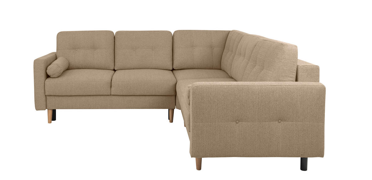 ECKSOFA in Hellbraun  - Hellbraun/Buchefarben, Design, Holz/Textil (242/242cm) - MID.YOU