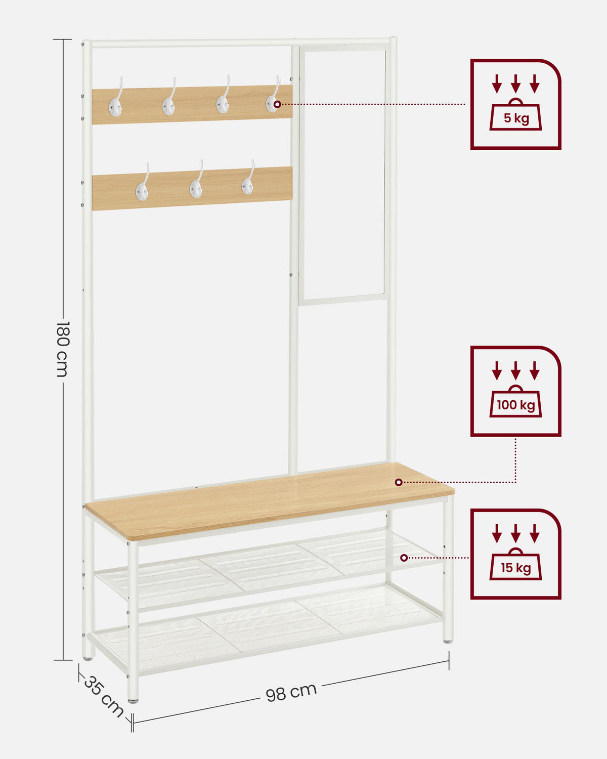ŠATNA, 98/180/35 cm - bílá/hnědá, Trend, kompozitní dřevo (98/180/35cm) - MID.YOU