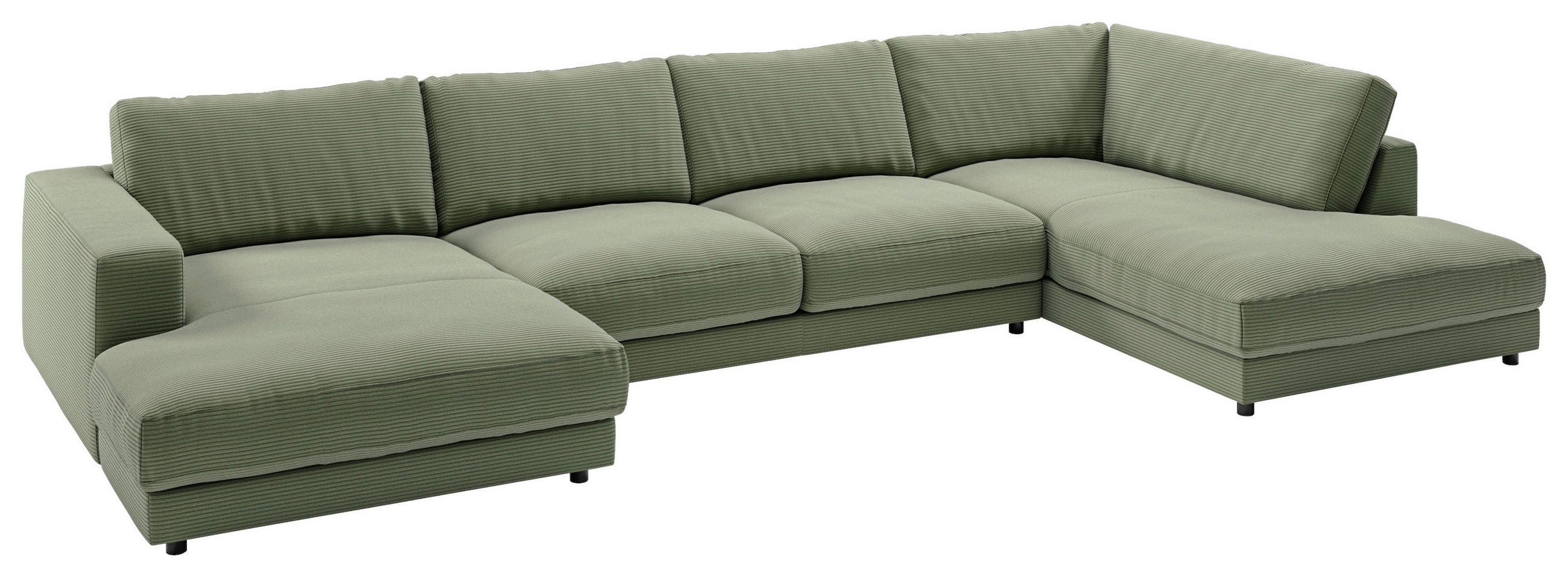 WOHNLANDSCHAFT in Cord Grün  - Schwarz/Grün, Design, Kunststoff/Textil (190/425/224cm) - Pure Home Lifestyle