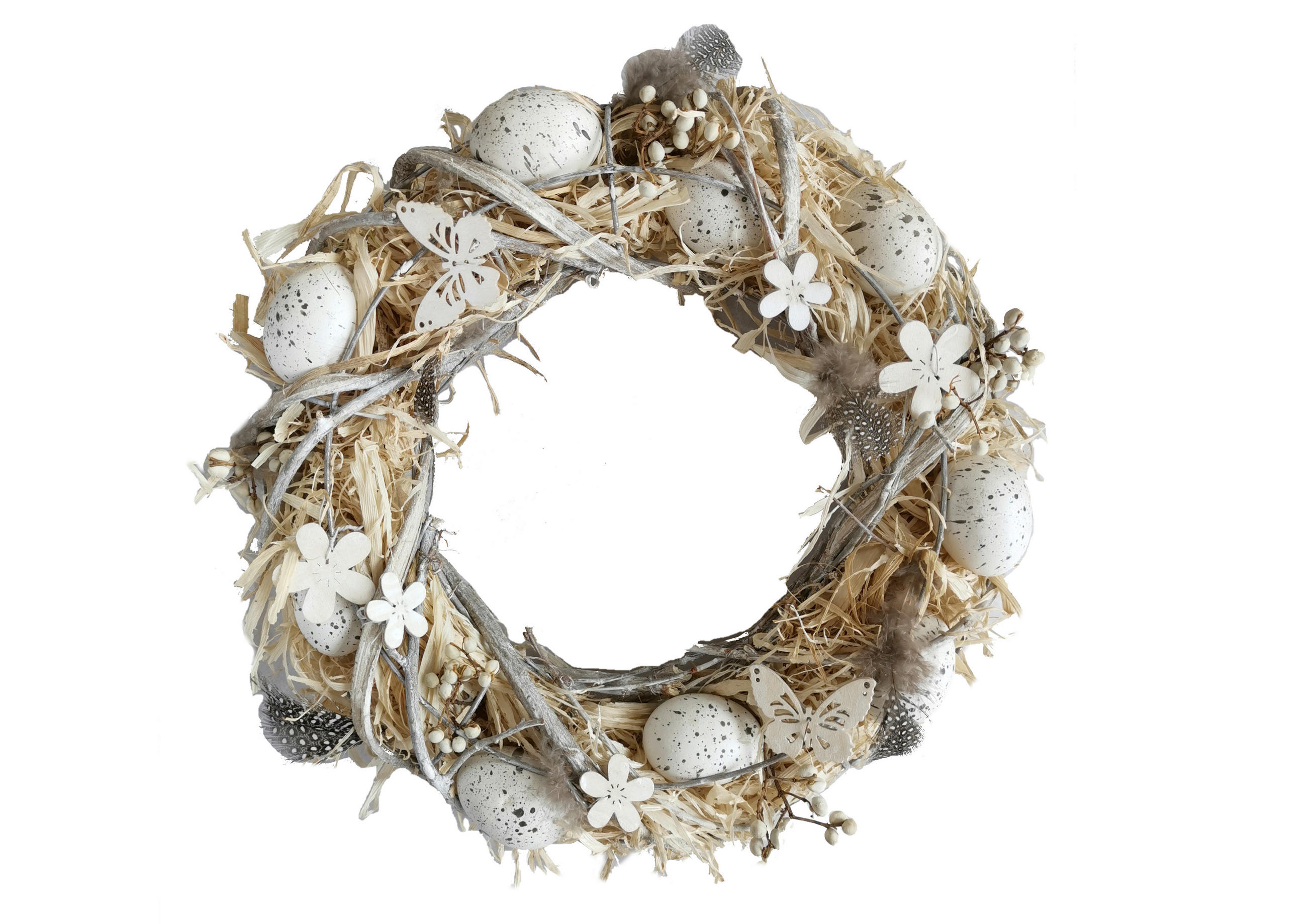 FRÜHLINGSKRANZ  - Creme/Weiß, LIFESTYLE, Naturmaterialien/Holz (32cm)