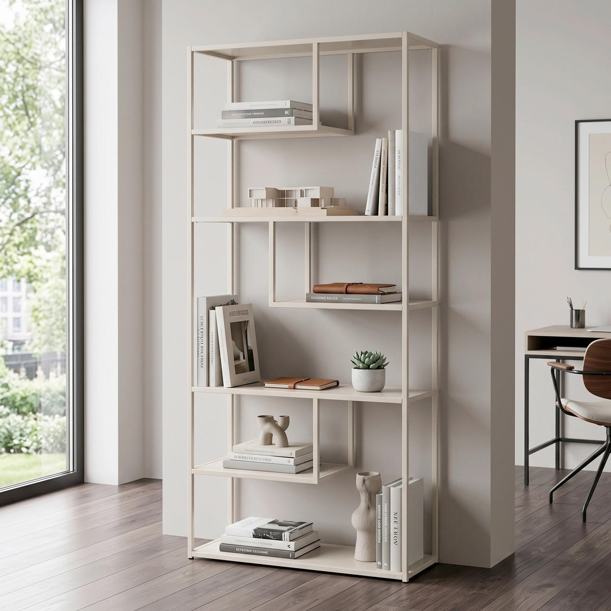 BÜCHERWAND Beige  - Beige, Design, Metall (85/188/35cm) - Livetastic
