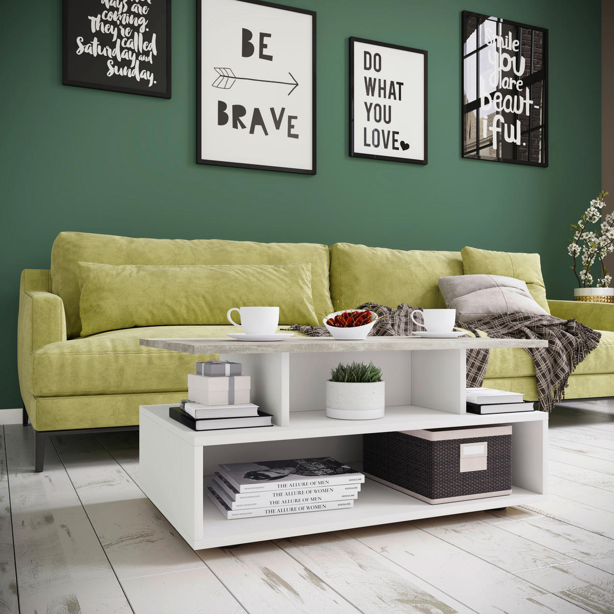 COUCHTISCH in Holzwerkstoff 80/50/40 cm  - Schwarz/Grau, Modern, Holzwerkstoff/Kunststoff (80/50/40cm) - MID.YOU