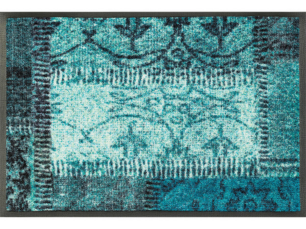 DVEŘNÍ ROHOŽKA, 40/60 cm, antracitová, tyrkysová - antracitová/tyrkysová, Konvenční, textil/plast (40/60cm) - Esposa